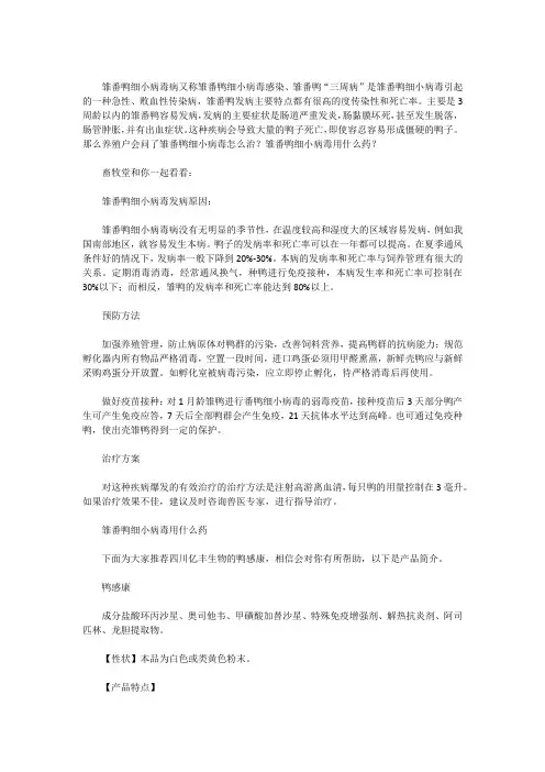 雏番鸭细小病毒有什么治疗办法？
