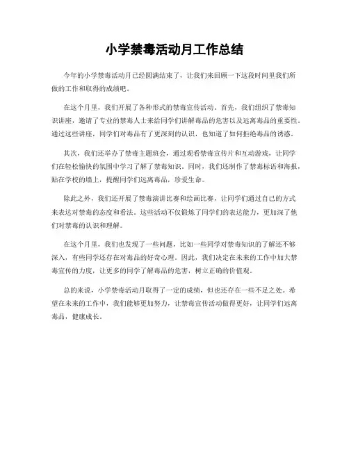 小学禁毒活动月工作总结