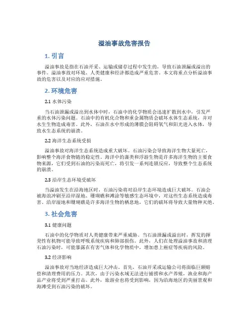 溢油事故危害报告