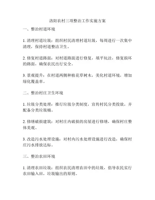 洛阳农村三项整治工作实施方案