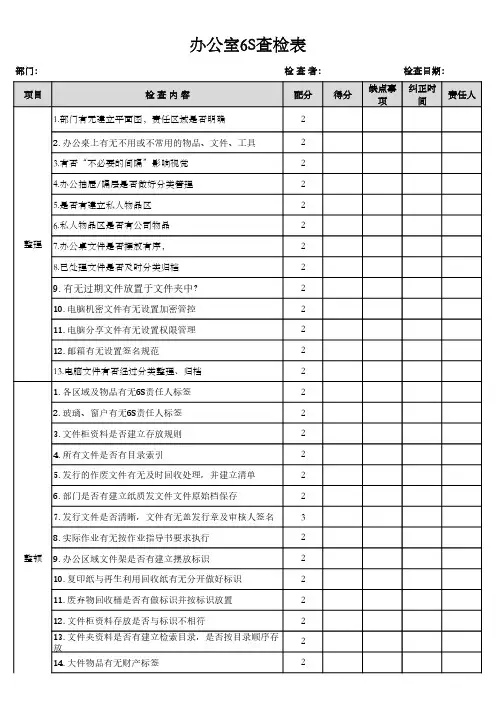 办公室6S查检表