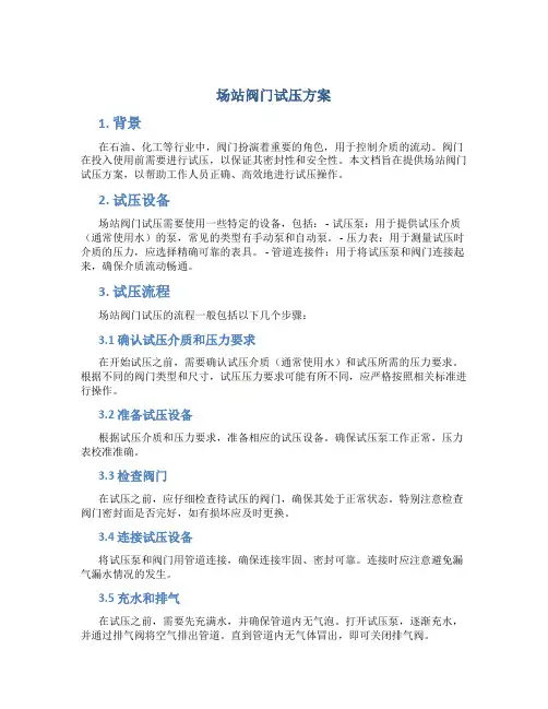 场站阀门试压方案