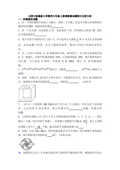 北师大版最新小学数学六年级上册奥数测试题图文百度文库