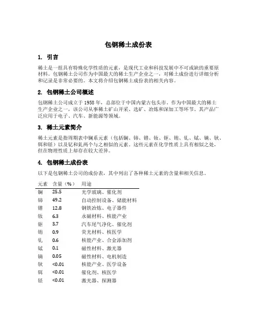 包钢稀土成份表