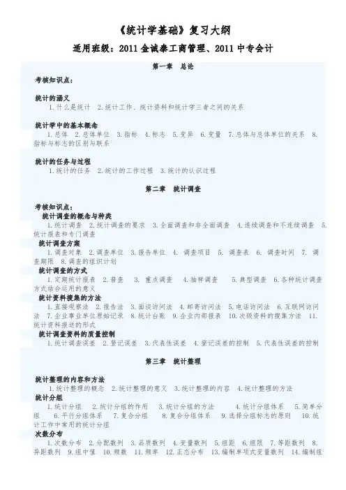 统计学基础练习题与参考答案