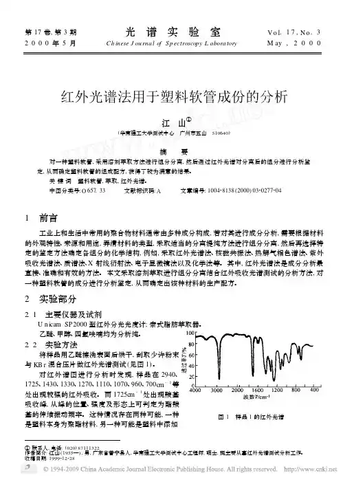 红外光谱法用于塑料软管成份的分析