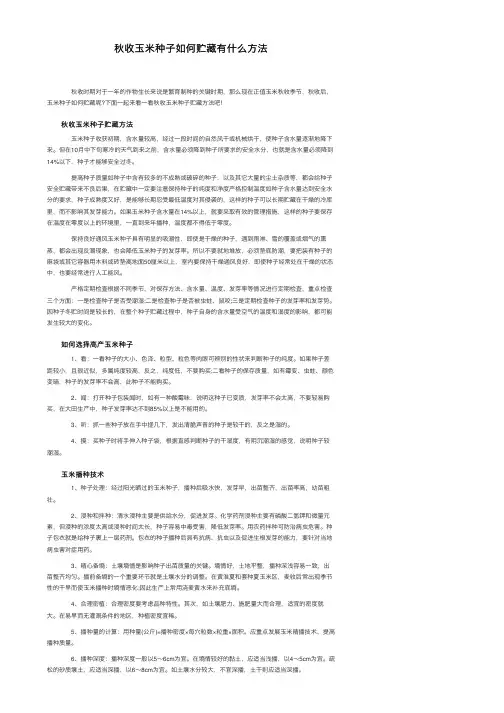 秋收玉米种子如何贮藏有什么方法