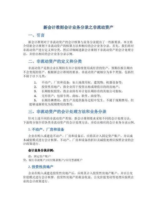 新会计准则会计业务分录之非流动资产