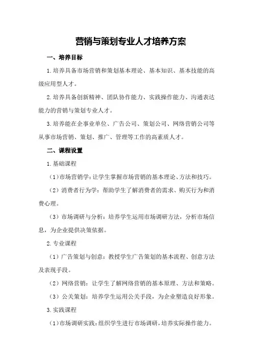 营销与策划专业人才培养方案
