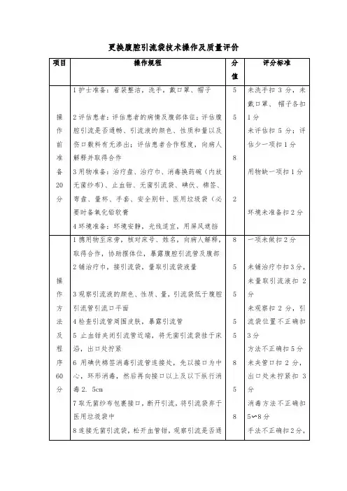 更换腹腔引流袋技术操作及质量评价