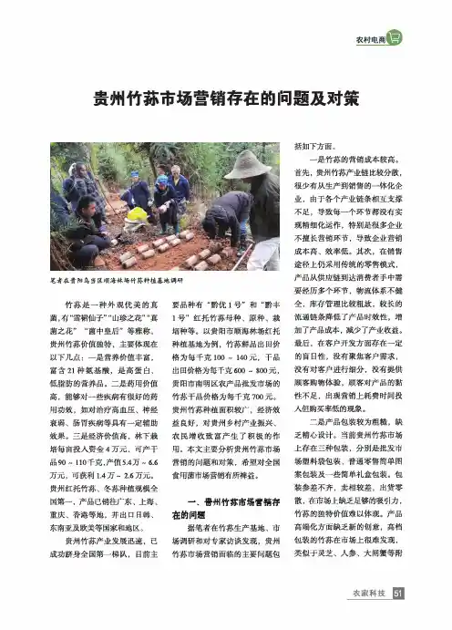 贵州竹荪市场营销存在的问题及对策