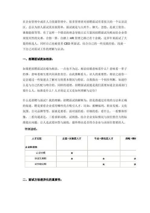 一个HR的面试心经