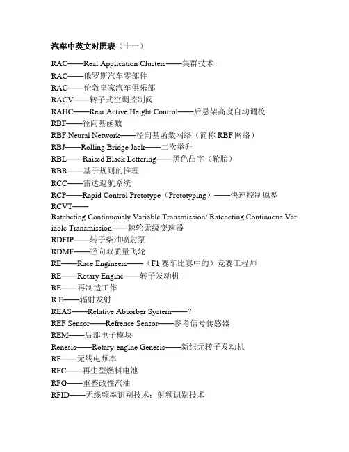 汽车英汉对照表11 r-s