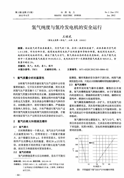 氢气纯度与氢冷发电机的安全运行