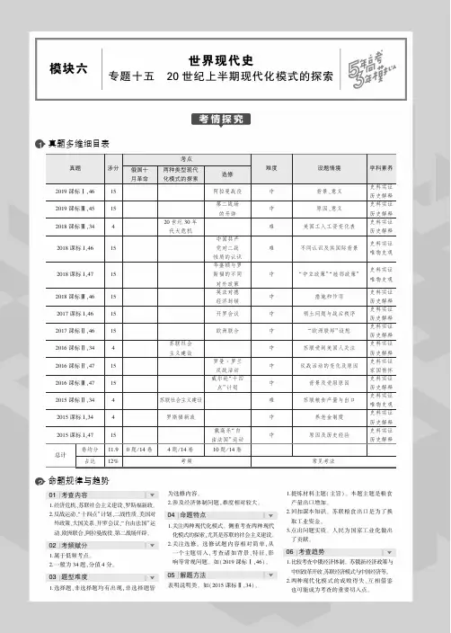 2020届高考历史一轮复习专题十五20世纪上半期现代化模式的探索教师用书(PDF,含解析)