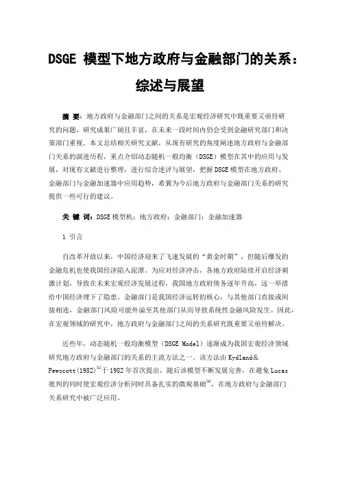 DSGE模型下地方政府与金融部门的关系：综述与展望