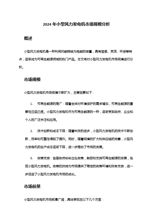 2024年小型风力发电机市场规模分析