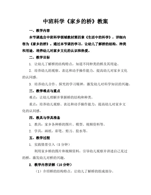 中班科学《家乡的桥》教案