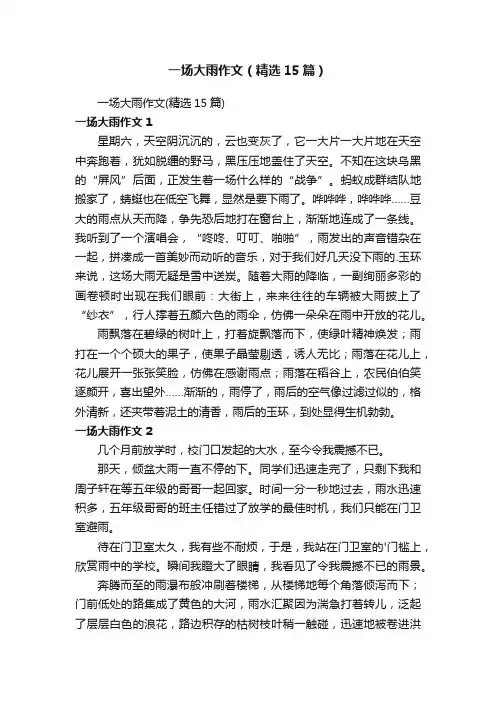 一场大雨作文（精选15篇）