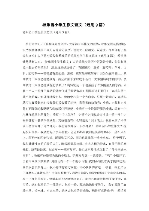 游乐园小学生作文范文(通用3篇)