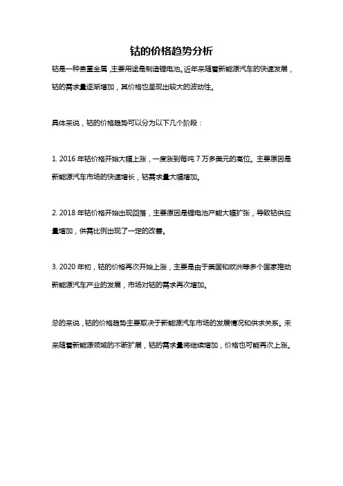 钴的价格趋势分析