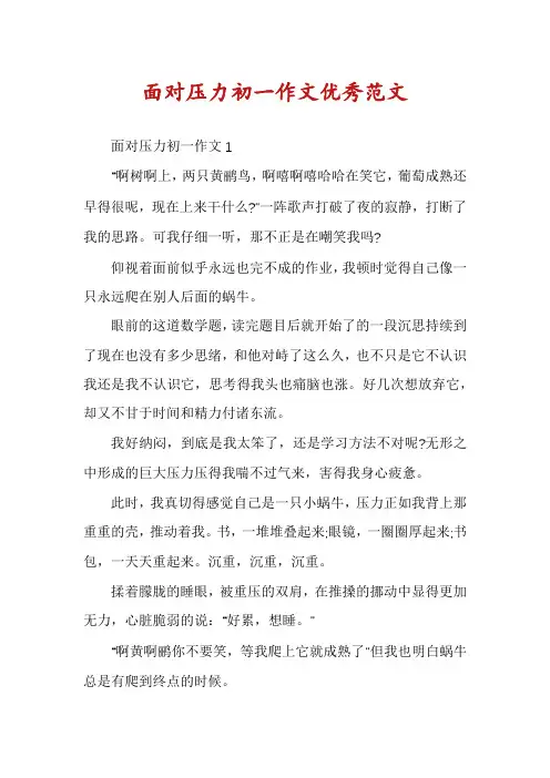 面对压力初一作文优秀范文