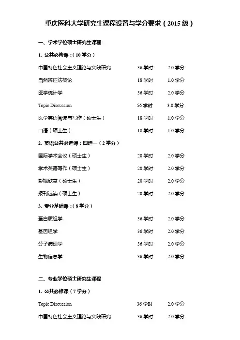 研究生课程设置与学分要求