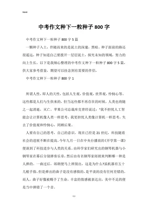 中考作文种下一粒种子800字