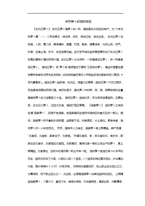 多种萝卜的调研报告