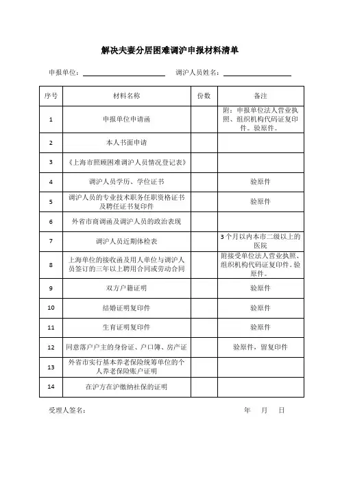 解决夫妻分居两地困难调沪攻略