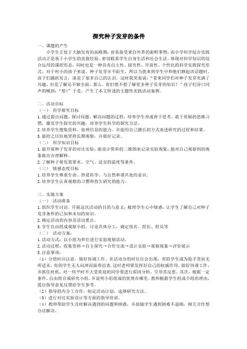 种子萌发 主题性实践活动案例