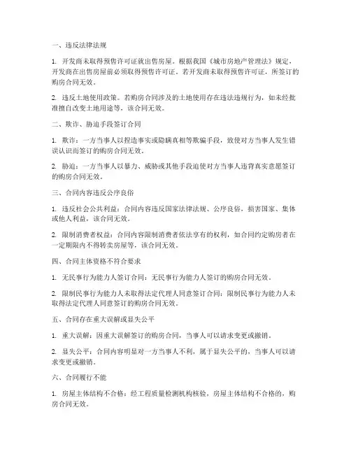 确定购房合同无效的情形