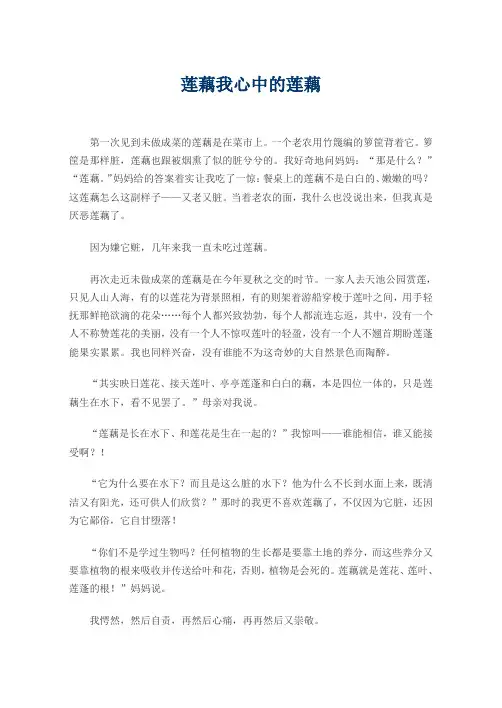 本溪市中考满分作文-莲藕我心中的莲藕