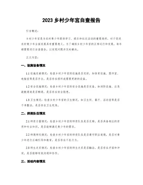 2023乡村少年宫自查报告