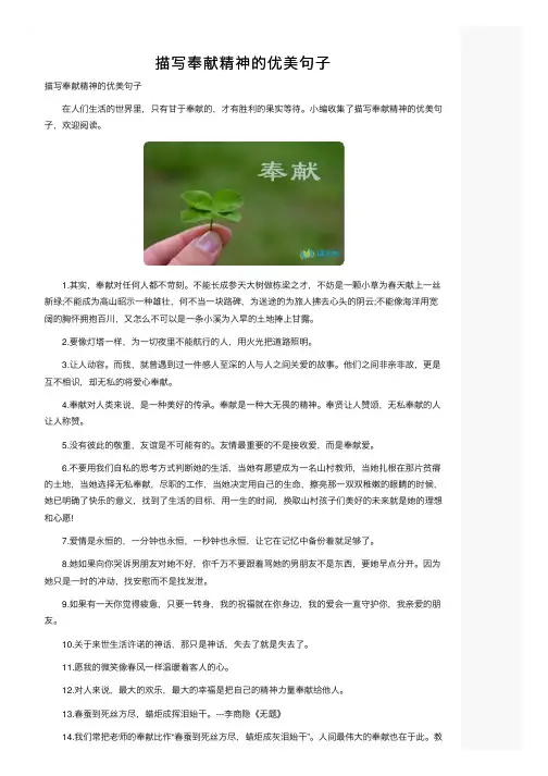 描写奉献精神的优美句子