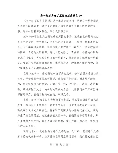 当一块石头有了愿望读后感范文初中