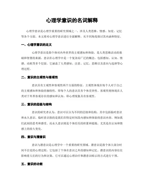 心理学意识的名词解释