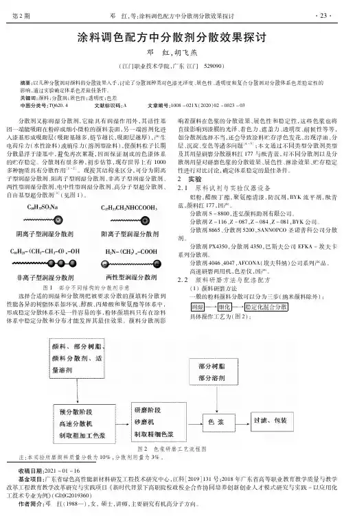 涂料调色配方中分散剂分散效果探讨