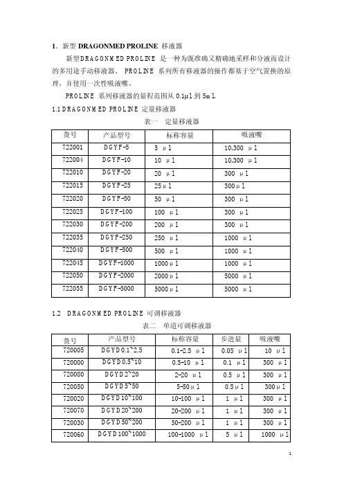 大龙移液器中文说明书