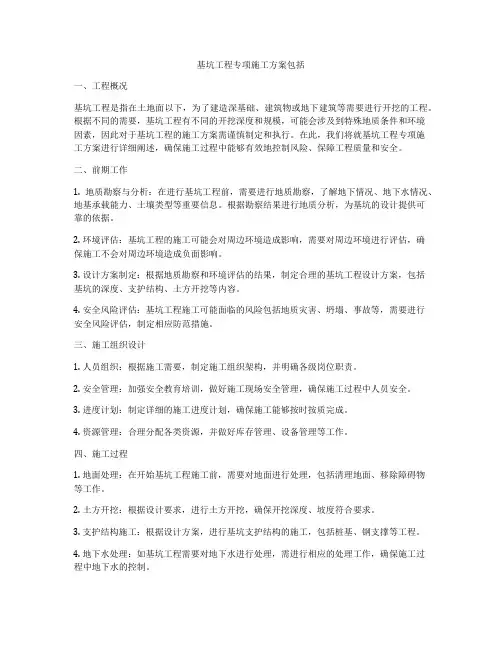 基坑工程专项施工方案包括