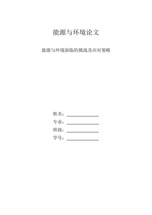 能源与环境面临的挑战及应对策略