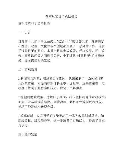 落实过紧日子总结报告