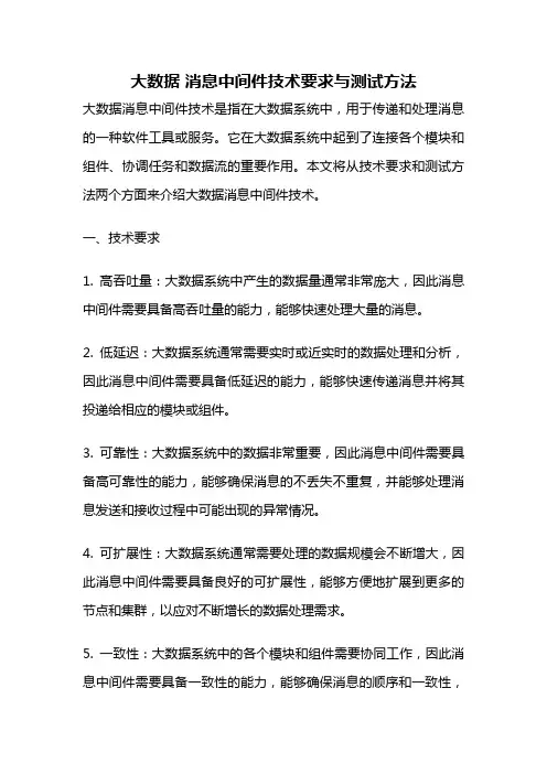 大数据 消息中间件技术要求与测试方法