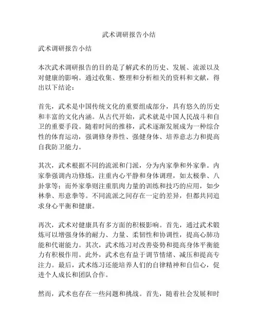 武术调研报告小结