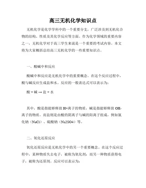 高三无机化学知识点