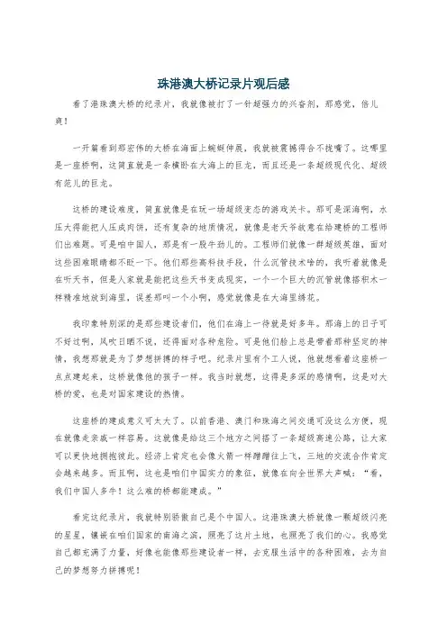 珠港澳大桥记录片观后感