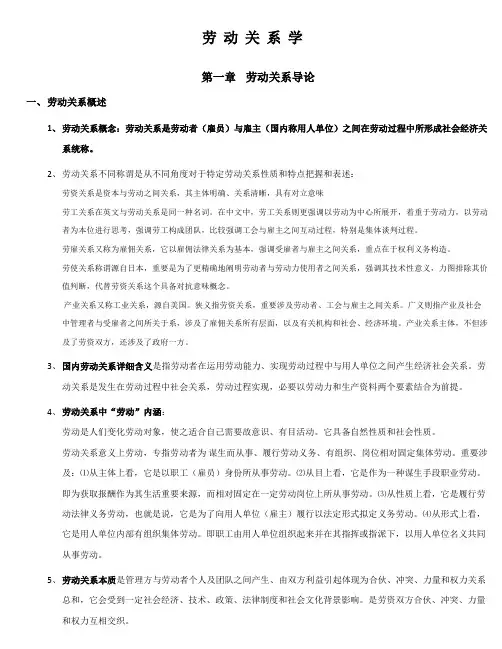 2021年自考劳动关系学知识点集合