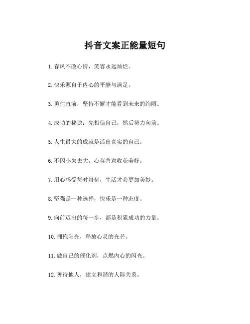 抖音文案正能量短句