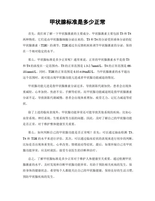 甲状腺标准是多少正常