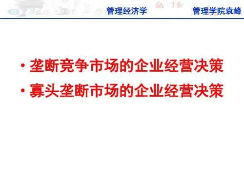 ch垄断竞争和寡头垄断市场的企业经营决策分析